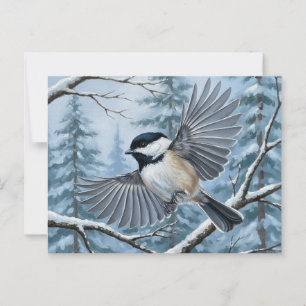 Maine State Bird Black-Caps Chickadee Vykort
