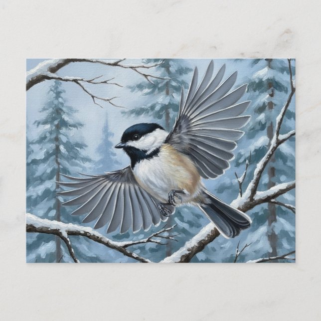 Maine State Bird Black-Caps Chickadee Vykort (Framsida)