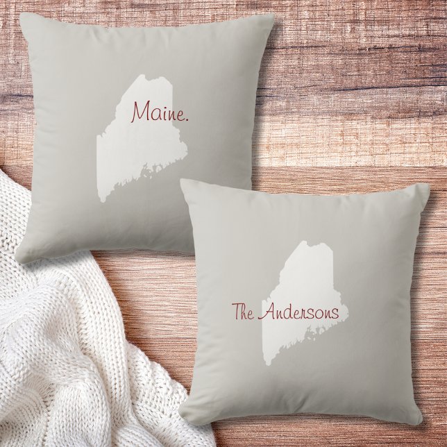 Maine State Disline Personlig Dekorativ kudde (Personalize this Maine State throw pillow. Maine on the front and your name on the back. )