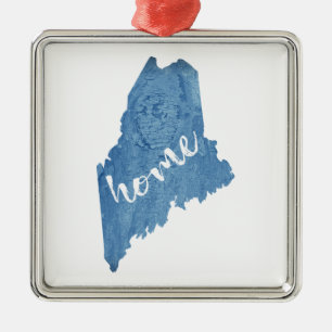 Maine State Hem Trästruktur Julgransprydnad Metall