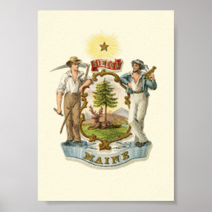 Maine state jackat of arm (vintage 1870) poster
