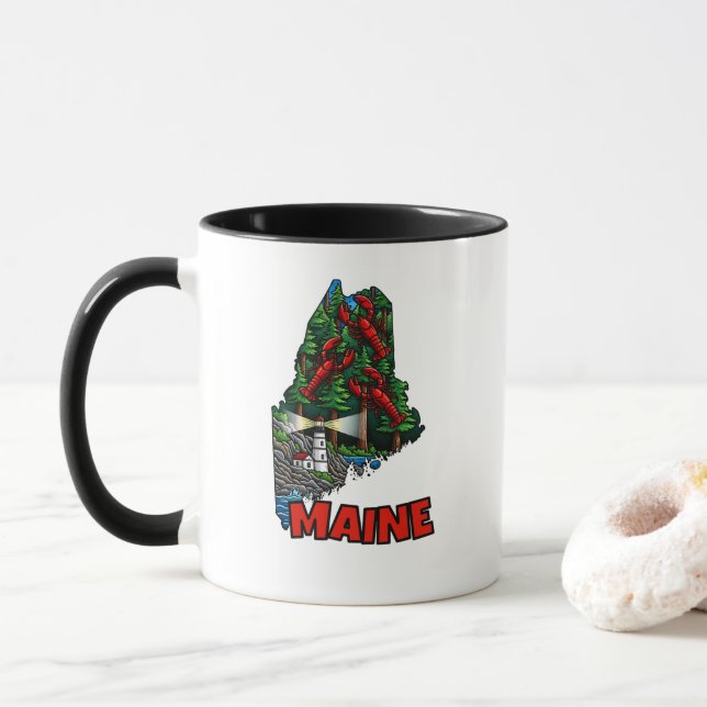 Maine State-kontur med Tattoo-Inspired Mugg (Med munk)