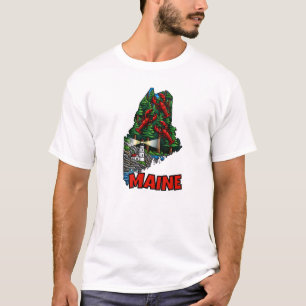 Maine State-kontur med Tattoo-Inspired T Shirt