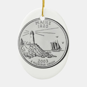 Maine State-kvartal Julgransprydnad Keramik