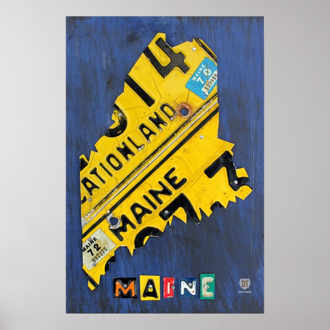 Maine State License Plate Karta Poster (Framsidan)