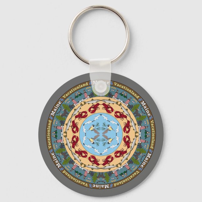 Maine State Mandala Keychain Nyckelring (Framsida)