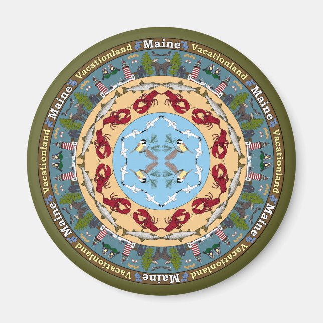 Maine State Mandala Magnet (Framsidan)