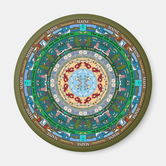 Maine State Mandala Magnet (Framsidan)