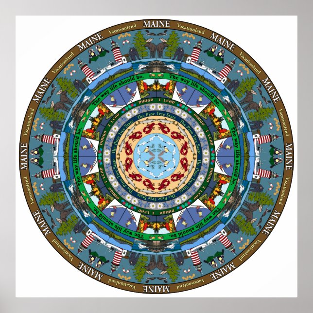 Maine State Mandala Poster (Framsidan)