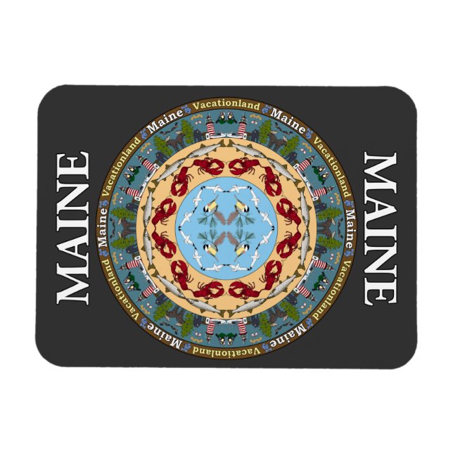 Maine State Mandala Vinyl Magnet (Horisontell)