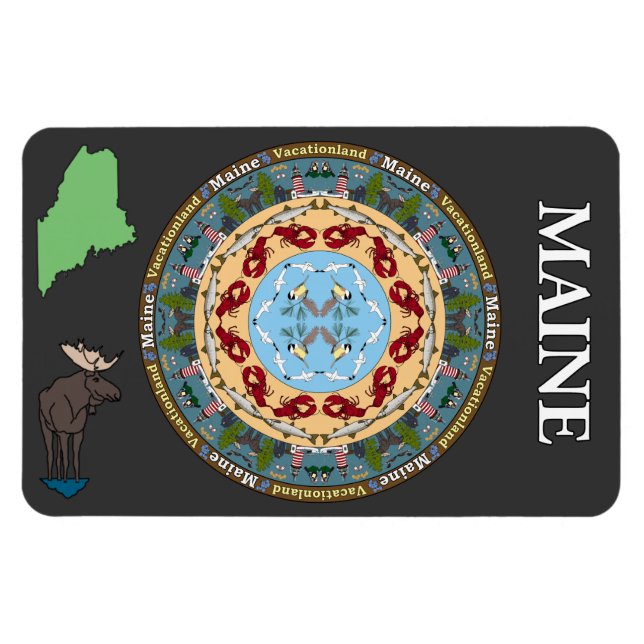 Maine State Mandala Vinyl Magnet (Horisontell)