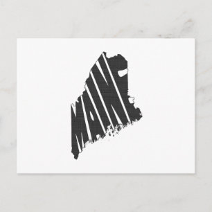 Maine State Namn Ord Art Black Vykort