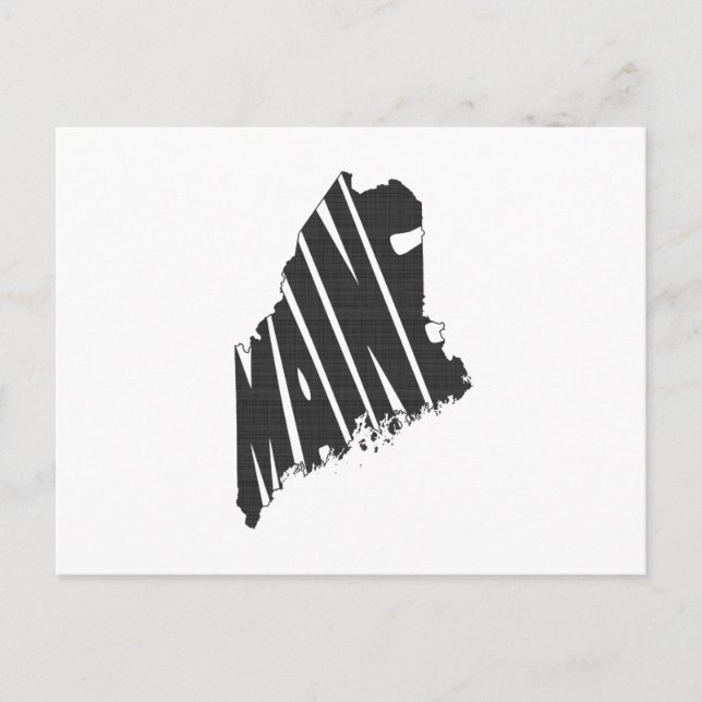 Maine State Namn Ord Art Black Vykort (Framsida)
