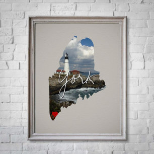Maine State Photo infoga och namn Poster