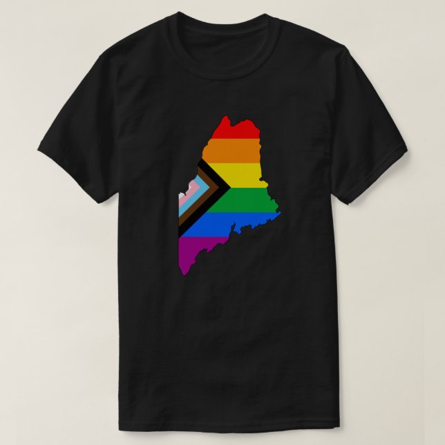 Maine State Pride HBTQ+ Progress Pride T Shirt (Design framsida)