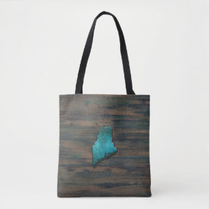 Maine State Shape Teal Tygkasse