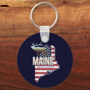 Maine State United Stater Karta Vintage USA Souven Nyckelring