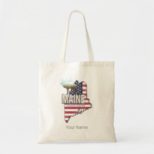 Maine State United Stater Karta Vintage USA Souven Tygkasse