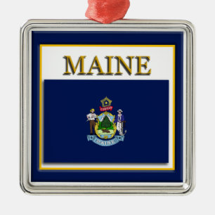 Maine Statlig flagga julprydnad Julgransprydnad Metall