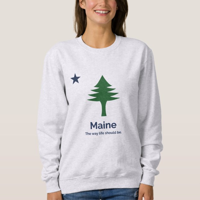 Maine Statlig flagga sweatshirt T Shirt (Framsida)