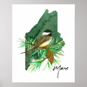 Maine Statsform Svartkronad Mes  Poster