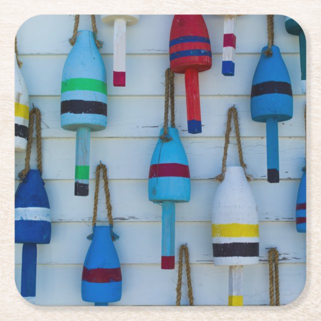 Maine, Stonington, bojar av dekorativ hummer Underlägg Papper Kvadrat (Framsidan)