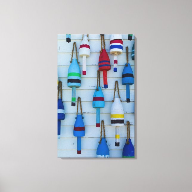 Maine, Stonington, dekorativa hummerbojar Canvastryck (Framsida)