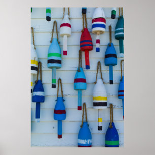 Maine, Stonington, dekorativa hummerbojar Poster