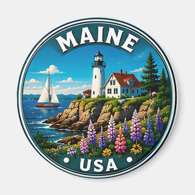 Maine Tallgranstatens kustprydnad Magnet (Framsidan)