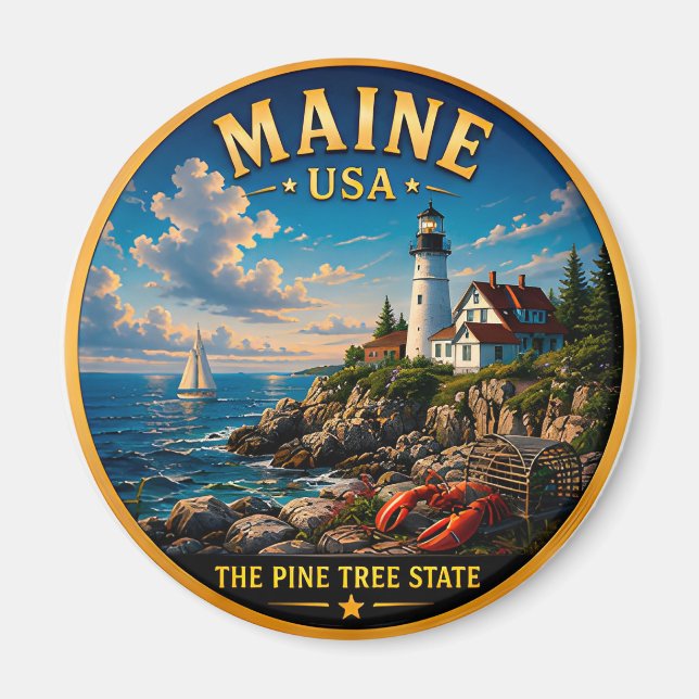 Maine Tallgranstatens kuststolthet 🌲 Magnet (Framsidan)