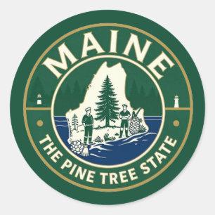 MAINE Tallrikens kustarv Runt Klistermärke