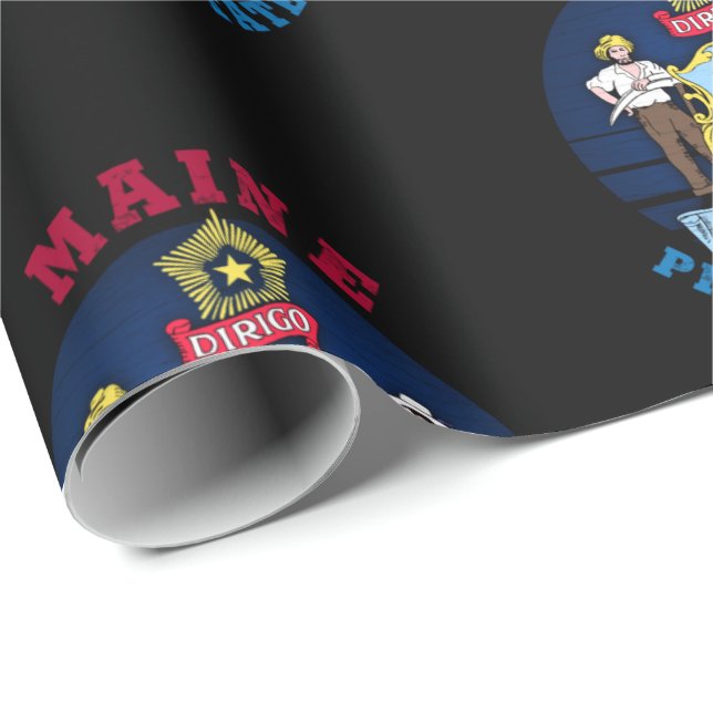 MAINE TALLSTATSFLAGGA PRESENTPAPPER (Rullad Hörn)