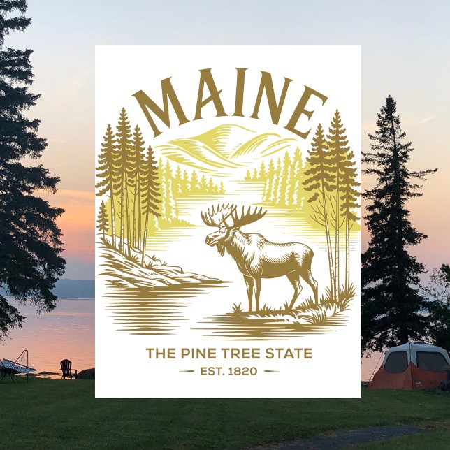 Maine the Gräs Träd state Est. 1820 Moosresor Vykort (Maine The Pine Tree State Est. 1820 Moose Travel Postcard
)