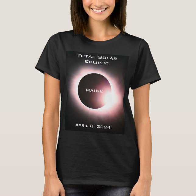 MAINE Total soleclipse 8 april 2024 T Shirt (Framsida)