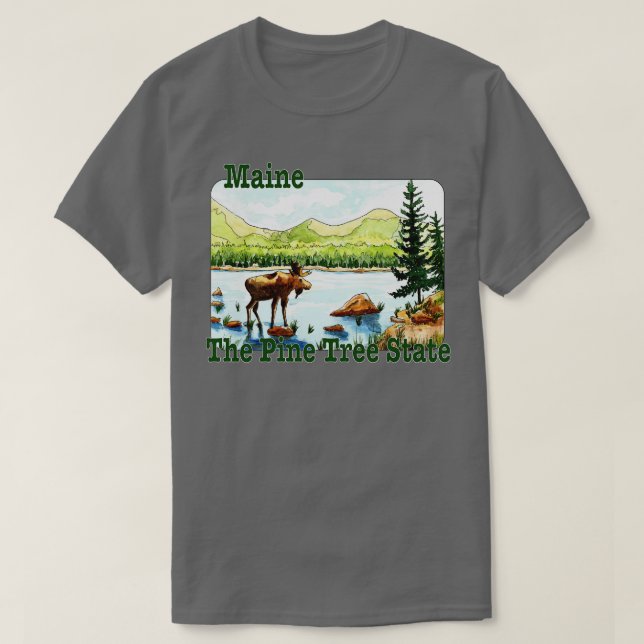 Maine Träd staten Gräs T Shirt (Design framsida)