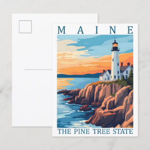 Maine Träd-staten Gräs USA Travel Ställe Vykort