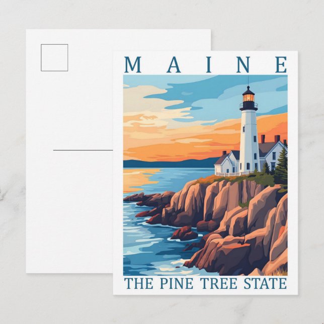 Maine Träd-staten Gräs USA Travel Ställe Vykort (Fram/baksida)