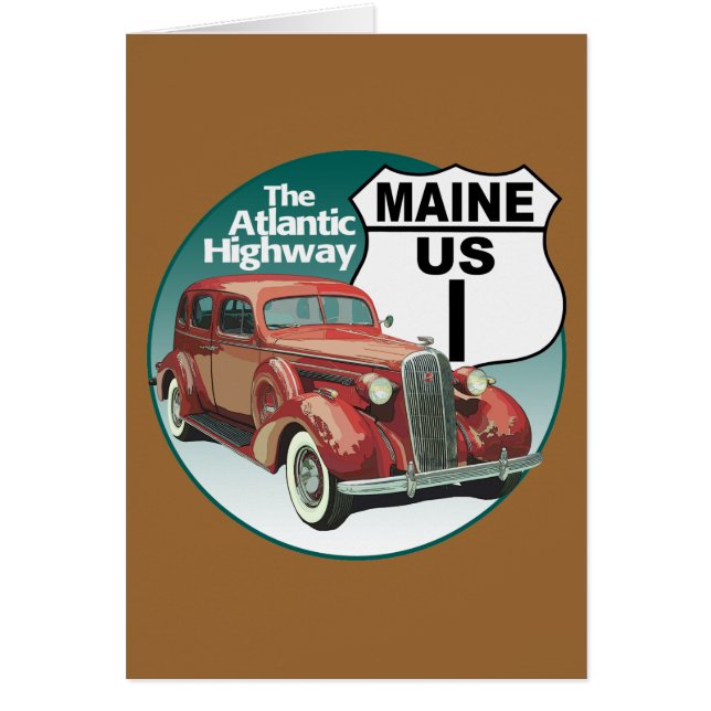 Maine US Route 1 - Atlantmotorvägen Hälsningskort (Framsidan)