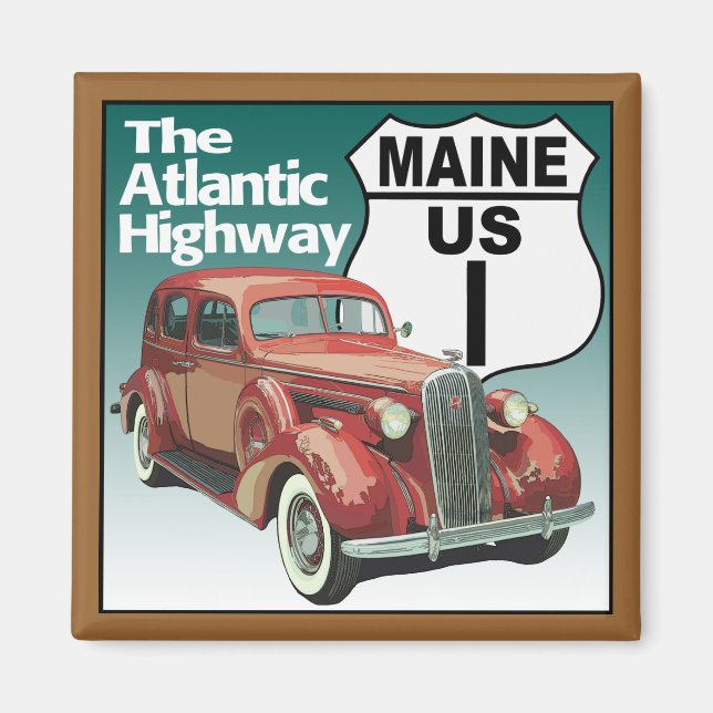 Maine US Route 1 - Atlantmotorvägen Magnet (Framsidan)