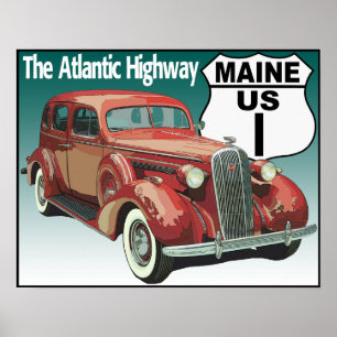 Maine US Route 1 - Atlantmotorvägen Poster