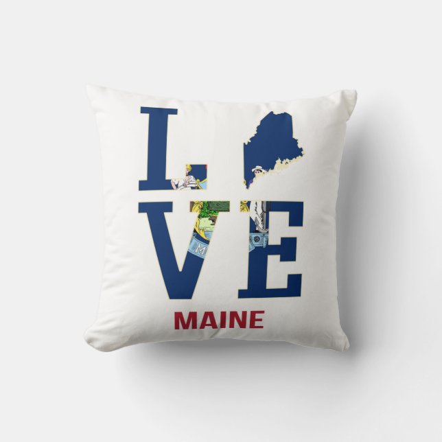 Maine US State Kärlek Kudde (Framsida)