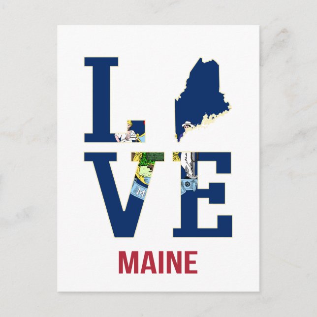 Maine US State Kärlek Vykort (Framsida)