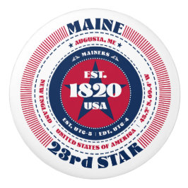 Maine US State Rött vitt blått Typography Knopp