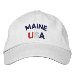 Maine USA Embroiderade White Hat Broderad Keps