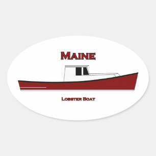 Maine USA Lobster Boat Logotyp Ovalt Klistermärke