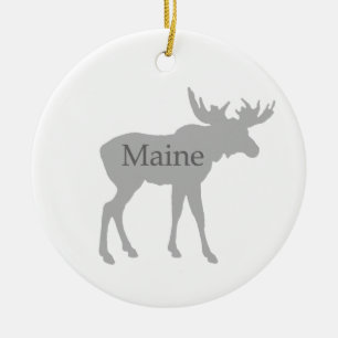 Maine USA logotyp (älgen) Julgransprydnad Keramik