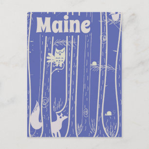 Maine USA woodland vintage resor poster Vykort