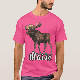 Maine Vacation Woodland Wildlife Moose Camping Hik T Shirt