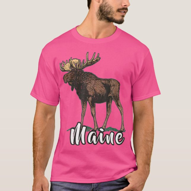 Maine Vacation Woodland Wildlife Moose Camping Hik T Shirt (Framsida)