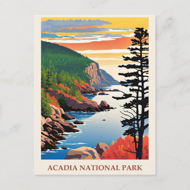 Maine Vintage Acadia National Park Travel Vykort (Framsida)